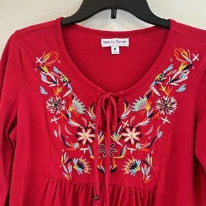 Red Embroidered Top